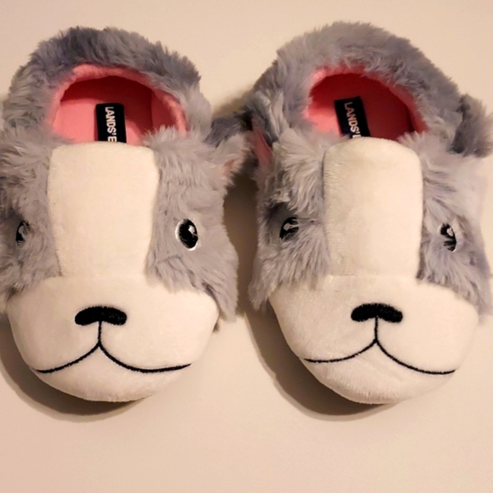 Lands' End Kids Animal Fleece Slippers Size 2